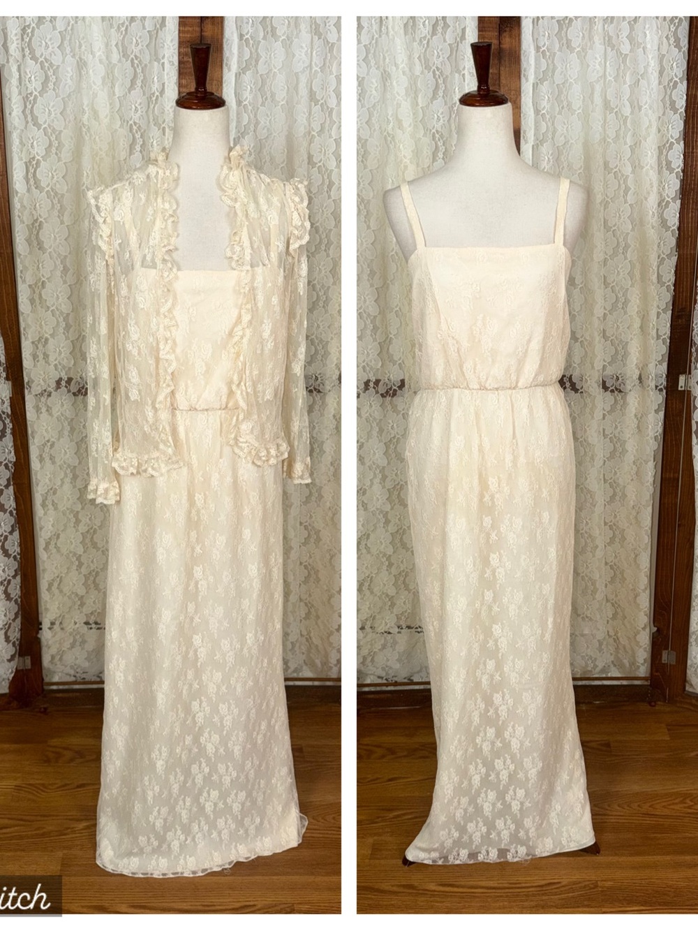 Gorgeous Vintage 1970s Matthew for Jo Ed Sophisticates Lace 2 Piece Wedding Gown